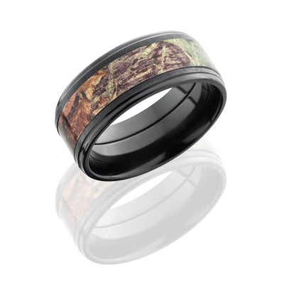 Lashbrook Zirconium 9mm Flat Band With 5mm Of Mossyoak Camo ZCAMO9FGE15/MOSSYOAK