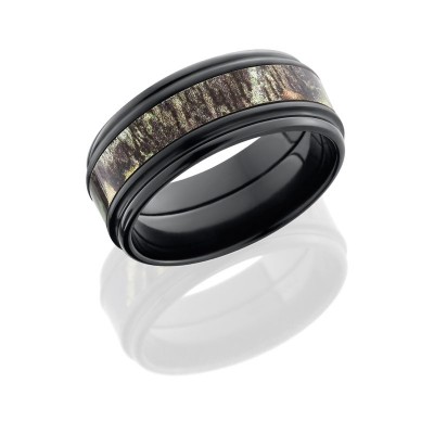 Lashbrook Zirconium 9mm Flat Band With Rounded Edges And 4mm Mossyoak Camo ZCAMO9REF14/MOSSYOAK