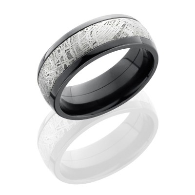 Lashbrook Zirconium 8mm Domed Band With 4mm Damascus ZPF8D14/DAMASCUS