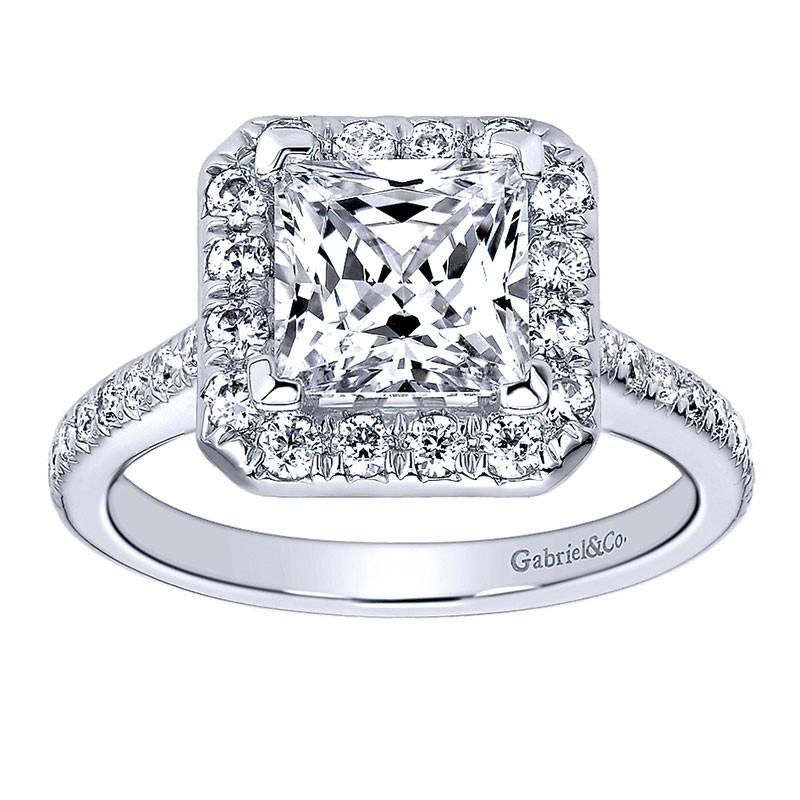 Estate $1300 14K White Gold Diamond Halo Engagement Ring