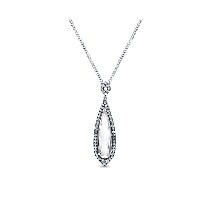 14k White Gold Diamond Rock Crystal Fashion Necklace Necklaces Jewelry