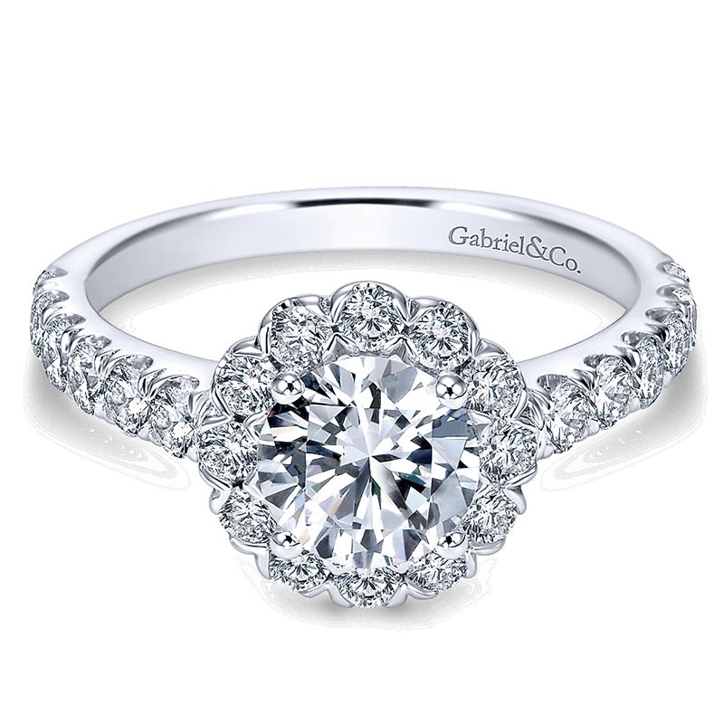 round halo pave engagement rings