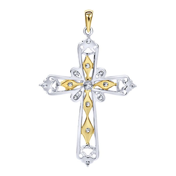 14k Yellow/white Gold Diamond Cross 