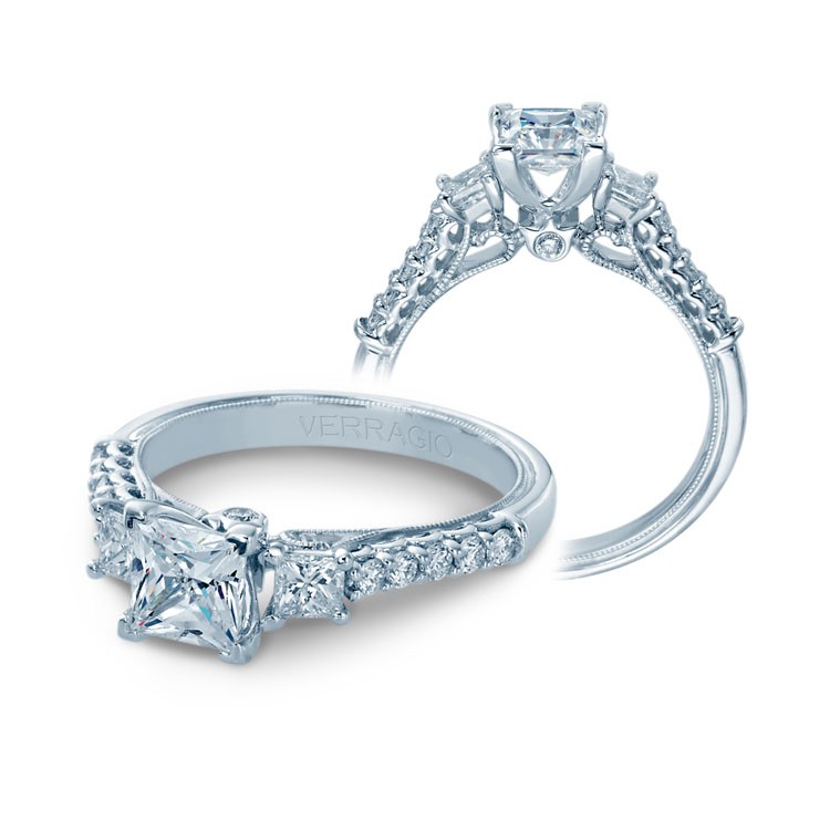 Verragio Prong Set Three Stone Diamond Engagement Ring Three