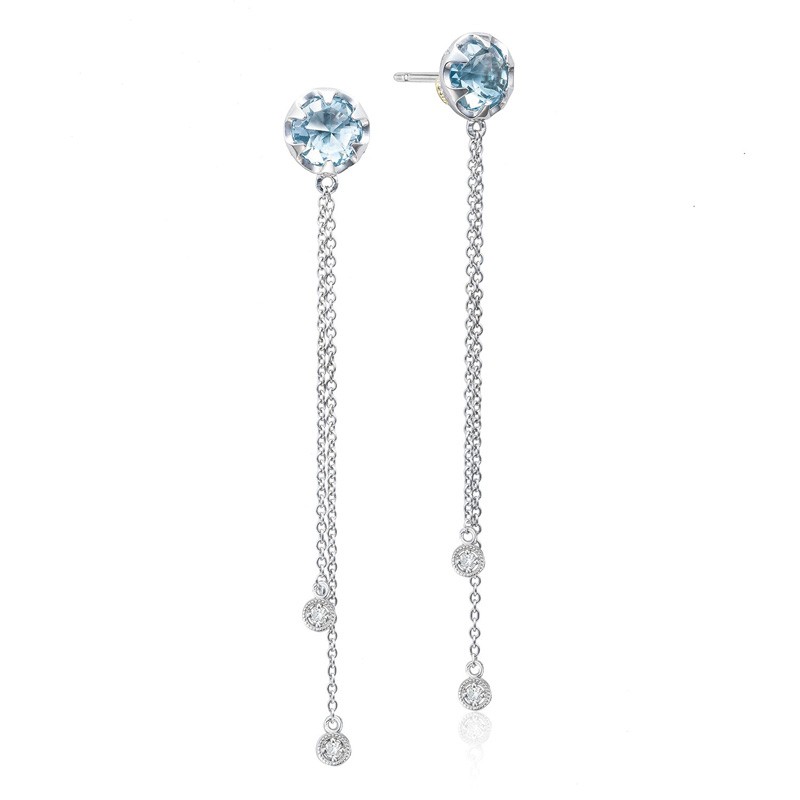 Drop Chain Earrings featuring Sky Blue Topaz