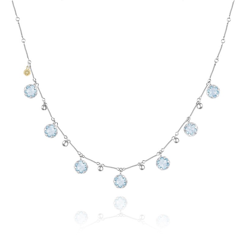 Multi Gem Drop Necklace featuring Sky Blue Topaz Gemstone