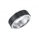 Triton Black And White Tungsten Carbide Step Edge Comfort Fit Band 11-01-4317