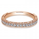 Wedding Band 14k Pink Gold Diamond