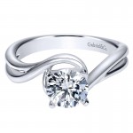 Engagement Ring 14k White Gold Bypass