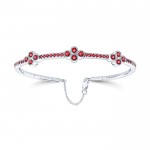 14k White Gold Diamond And Ruby Bangle