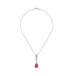 14k White Gold Diamond And Ruby Fashion Necklace