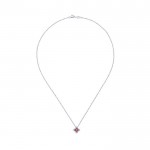 14k White Gold Diamond And Ruby Fashion Necklace