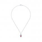 14k White Gold Diamond And Ruby Fashion Necklace