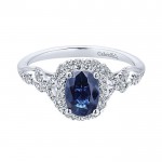 14k White Gold Diamond And Sapphire Fashion Ladies' Ring