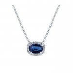 14k White Gold Diamond And Sapphire Fashion Necklace