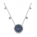14k White Gold Diamond And Sapphire Fashion Necklace