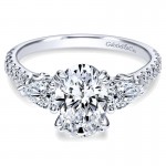 14K White Gold Diamond 3 Stones 14K White Gold Engagement Ring ER9048W44Jj