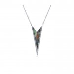 14k White Gold Diamond Black Mother Of Pearl Fashion Necklace