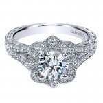 Engagement Ring 14k White Gold Diamond Halo