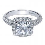 Engagement Ring 14k White Gold Diamond Halo