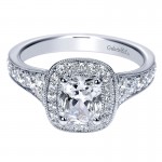 Engagement Ring 14k White Gold Diamond Halo