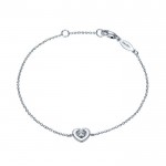 14k White Gold Diamond Heart Bracelet