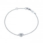 14k White Gold Diamond Heart Bracelet