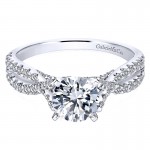 14K White Gold Diamond Pave Criss Cross 14K White Gold Engagement Ring ER7544W44Jj