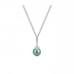 14k White Gold Diamond Pearl Fashion Necklace