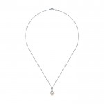 14k White Gold Diamond Pearl Fashion Necklace