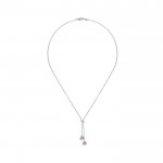 14k White Gold Diamond Pearl Lariat Necklace