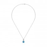 14k White Gold Diamond Swiss Blue Topaz Fashion Necklace