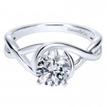 14K White Gold Polished Criss Cross With Four Prong Setting 14K White Gold Engagement Ring ER9179W4J