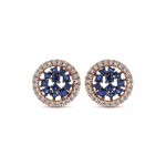 14k White/pink Gold Diamond And Sapphire Stud Earrings