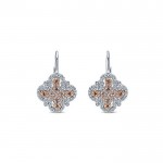 14k White/pink Gold Diamond Drop Earrings