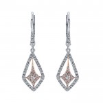 14k White/pink Gold Diamond Drop Earrings