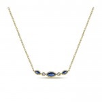 14k Yellow Gold Diamond And Sapphire Bar Necklace