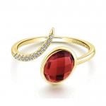 14k Yellow Gold Diamond Garnet Fashion Ladies' Ring