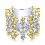 14k Yellow/white Gold Diamond Wide Band Ladies' Ring