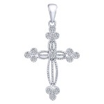 14k White Gold Diamond Cross Cross Pendant