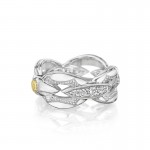 Pavé Bold Crescent Links Ring in Silver