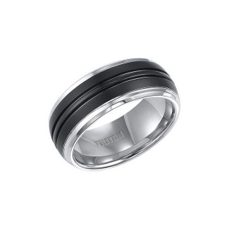 Triton Black And White Tungsten Carbide Comfort Fit Band 11-01-4148