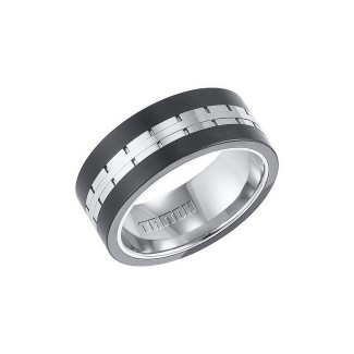 Triton Black And White Tungsten Carbide Comfort Fit Band 11-01-4324