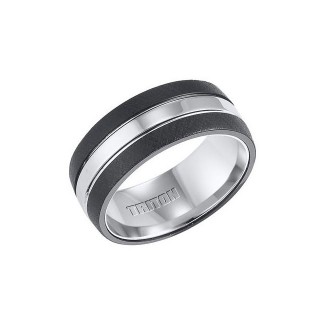 Triton Black And White Tungsten Carbide Comfort Fit Band 11-01-4333