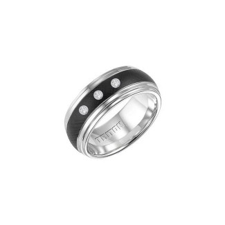 Triton Black And White Tungsten Carbide Men'S Band 22-4331