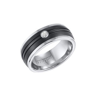 Triton Black And White Tungsten Carbide Men'S Band 22-4332