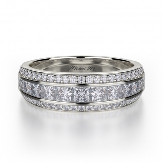 MICHAEL M 18k White Gold Wedding Band R401B-18W