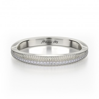 MICHAEL M 18k White Gold Wedding Band R575B-18W