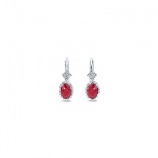Gaby Earrings 14k White Gold Diamond And Ruby Drop