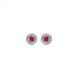 Gaby Earrings 14k White Gold Diamond And Ruby Stud